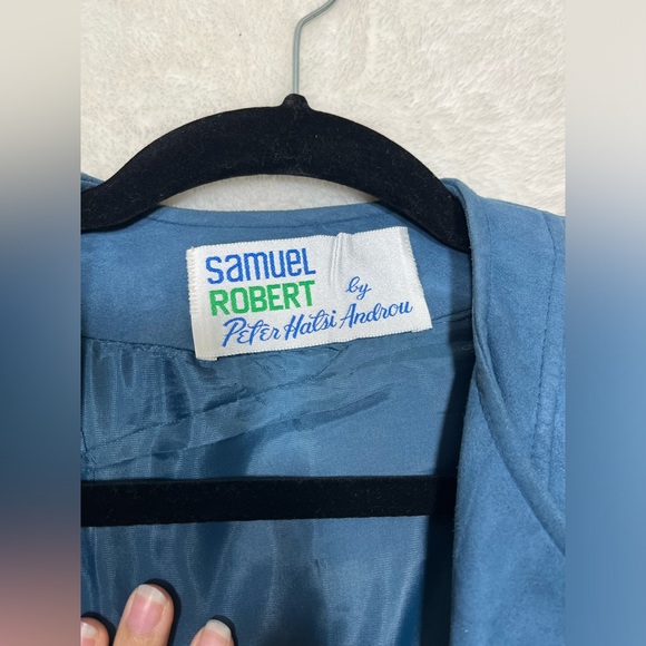 Vintage Samuel Robert by Peter Hatsi Androu Blue ultra suede blazer Size 6 - Picture 8 of 9